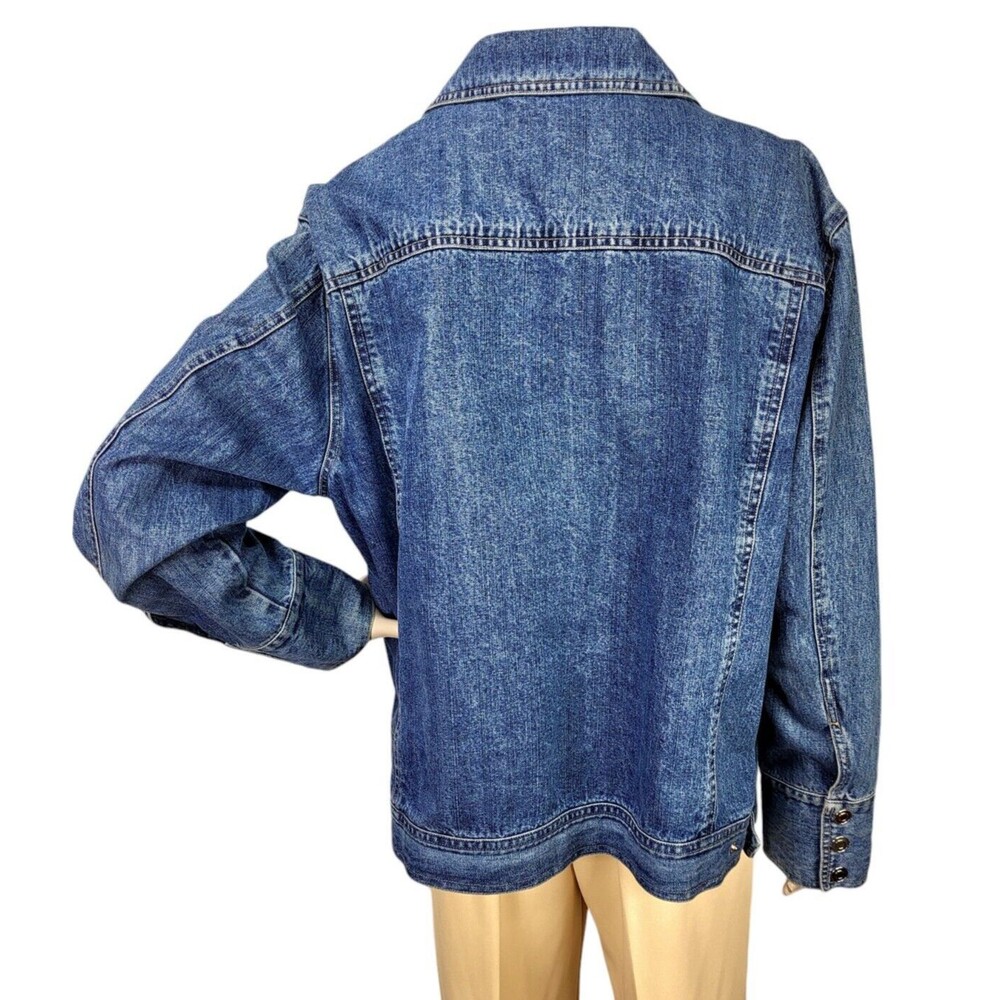 Vintage 80s 90s Denim 100% Cotton Blue Trucker Jean Jacket Women's Plus Size 1X - Picture 6 of 8